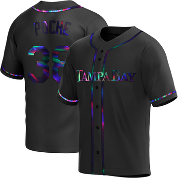 Colin Poche Youth Replica Tampa Bay Rays Black Holographic Alternate Jersey