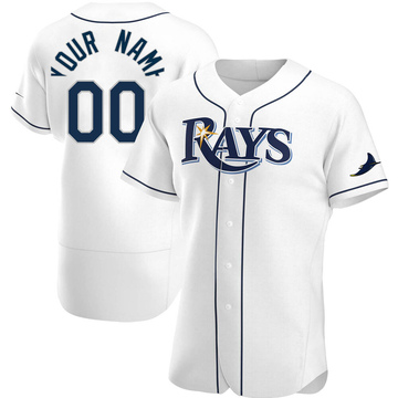 Custom Men's Authentic Tampa Bay Rays White Home Jersey