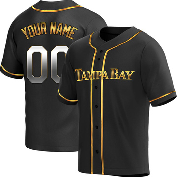 Custom Men's Replica Tampa Bay Rays Black Golden Alternate Jersey