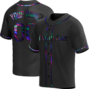 Custom Youth Replica Tampa Bay Rays Black Holographic Alternate Jersey