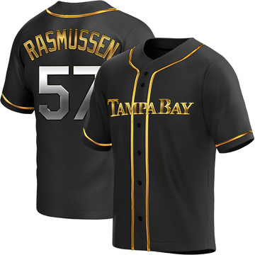 Drew Rasmussen Youth Replica Tampa Bay Rays Black Golden Alternate Jersey