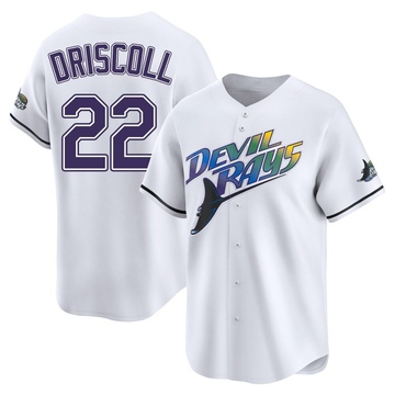 Logan Driscoll Men's Limited Tampa Bay Rays White Throwback Cooperstown Jersey