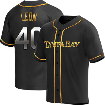 Luis Leon Men's Replica Tampa Bay Rays Black Golden Alternate Jersey