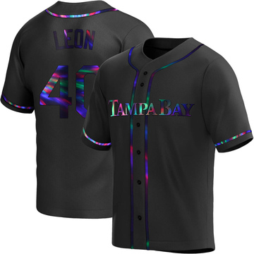 Luis Leon Youth Replica Tampa Bay Rays Black Holographic Alternate Jersey