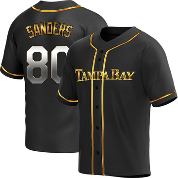 Phoenix Sanders Men's Replica Tampa Bay Rays Black Golden Alternate Jersey