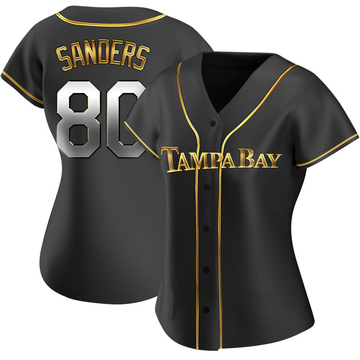 Phoenix Sanders Women's Replica Tampa Bay Rays Black Golden Alternate Jersey