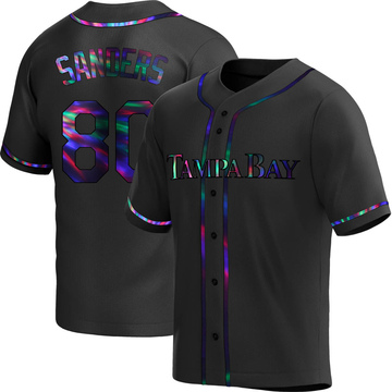 Phoenix Sanders Youth Replica Tampa Bay Rays Black Holographic Alternate Jersey
