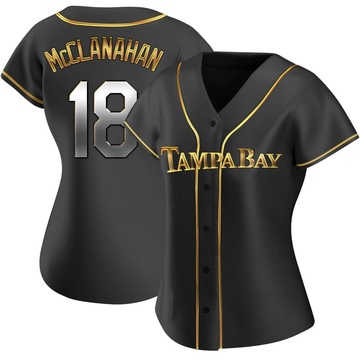 Shane McClanahan Women's Replica Tampa Bay Rays Black Golden Alternate Jersey