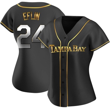 Zach Eflin Women's Replica Tampa Bay Rays Black Golden Alternate Jersey
